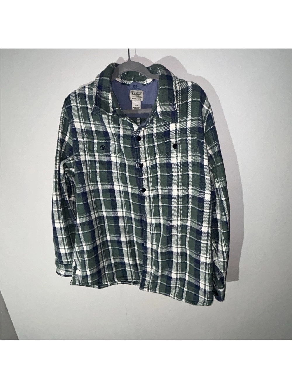L. L. Bean Classic Green Plaid Flannel Shacket button up  - Men